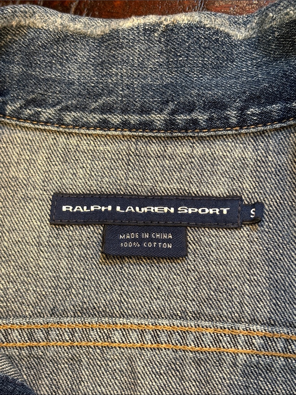 Vintage Ralph Lauren Sport 90s Distressed Denim Trucker Jacket size Small - Picture 10 of 13